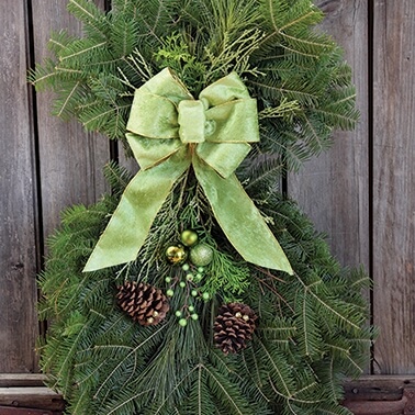 20 Fresh Balsam Fir Decorated Cemetery Gold Wreath on 36 Stand